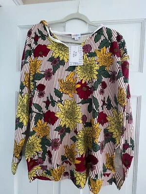 NWT Lularoe Eliza Hoodie XLarge Floral Stripes - Image 1 of 4