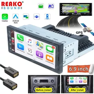 6.9'' Single Din Andriod 12 Car Radio Stereo GPS CarPlay Touch Bluetooth Player - Picture 1 of 19