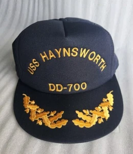 Vintage Made In USA ~ USS Haynsworth DD 700 hat Black Snapback ~ MINT CONDITION - Picture 1 of 6