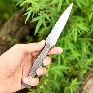 CUSTOM HANDMADE DOUBLE EDGED DAGGER THROWING BOOT KNIFE WITH LEATHER SHEATH - Picture 1 of 5