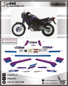 GLITTER XTZ 750 SUPERTENERE 1991 Xt 750 Z adesivi grafiche/stickers super tenere - Imagen 1 de 4