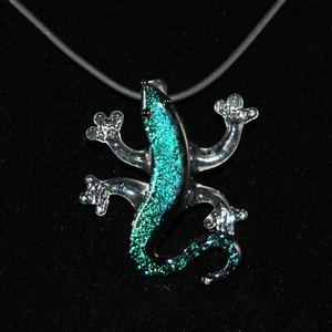 Glasanhänger Dichroic Glas Eidechse Regenbogen Kette Gecko Farbwahl