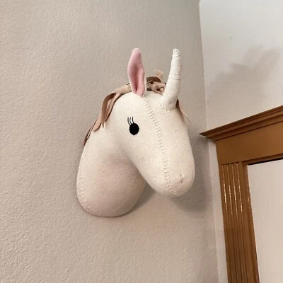 Unicorn Plush Head Wall Mount Faux Taxidermy Plush Nursery Pillowfort Decor - Image 1 of 4