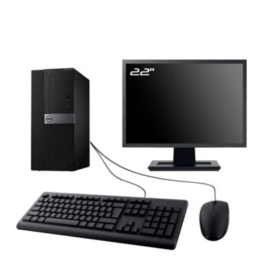 PC Dell Optiplex 7040 MT Ecran 22" Intel I3-6100 RAM 8Go SDD 240Go W11 Wifi - Photo 1/4