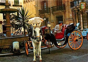 Postal carruaje de caballos Málaga Costa Plaza del Obispo España - Imagen 1 de 2