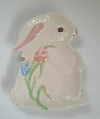 Pier 1 Imports Bunny Rabbit Tulip Plate Easter Spring Pre-owned  - Image 1 of 4