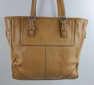Coach F10412 Gallery Hampton Tote Shoulder Bag, Leatherware Hobo Light Brown BAG - Picture 1 of 9