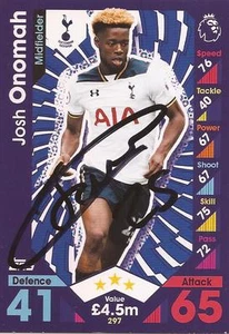 JOSH ONOMAH SIGNED TOTTENHAM 2016/2017 MATCH ATTAX CARD+COA - Picture 1 of 1