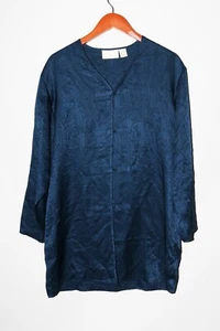 Vintage Victoria's Secret Gold Label Silk Sleep Shirt Navy Blue size M - Picture 1 of 4
