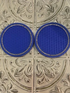Blue Bling (2 Stück) Auto Getränkehalter Matte Pad Silikon Untersetzer Schwarz 2,75" - Bild 1 von 1