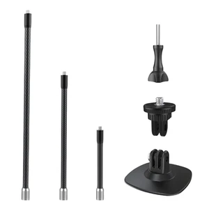 Carbon Fiber Extension Rod Arm+Flexible Helmet Adhesive Mount for GoPro Insta360 - Picture 1 of 10