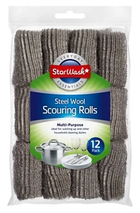 12PK Steel Wool Pads Multipurpose Kitchen Washing Dishes Household Cleaning - Picture 1 of 5