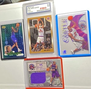 4 SWEET Vince Carter cards!!!  NM/Mint 🤩 1 graded 9 - 3 Rookies - 1 Game-Worn💥 - Picture 1 of 10