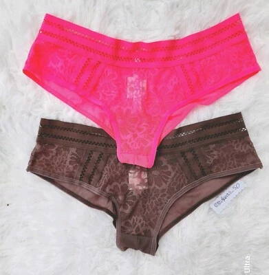 VICTORIA'S SECRET ROSA Extra Low-Rise Cheekster X 2 ROSA Y MARRÓN NUEVO CON ETIQUETAS TALLA PEQUEÑA Foto 1 de 4