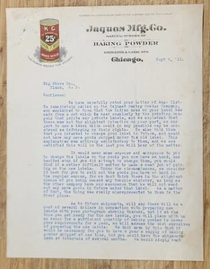 1911 Letterhead Chicago Illinois Jaques Manufacturing Baking Powder Plaza ND - Picture 1 of 2