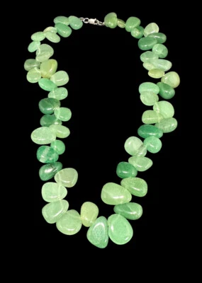 925 Green Aventurine Necklace Two Row Beaded Strand Sterling Silver Clasp Foto 1 de 4