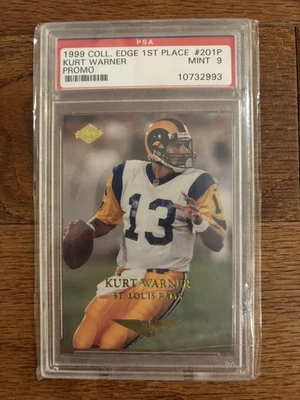 Collector's Edge 1999 primer lugar #201P Kurt Warner plata promoción PSA 9 como nuevo Foto 1 de 3