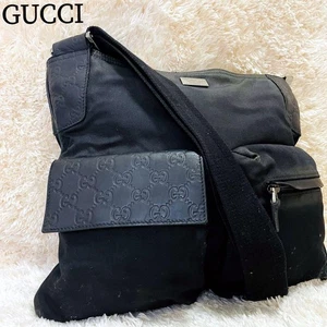 Authentic Gucci Crossbody/Shoulder Bag In Black GG Shima Leather Made In Italy - Picture 1 of 20
