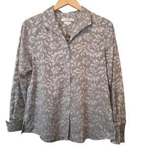 Foxcroft NYC faltenfreies langärmliges Button-Down-Hemd mit Blumendruck Größe 12 - Bild 1 von 10