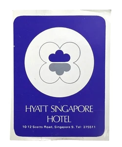 Hyatt Singapore Hotel - Vintage Unused Luggage Label 3"x4" - Picture 1 of 2