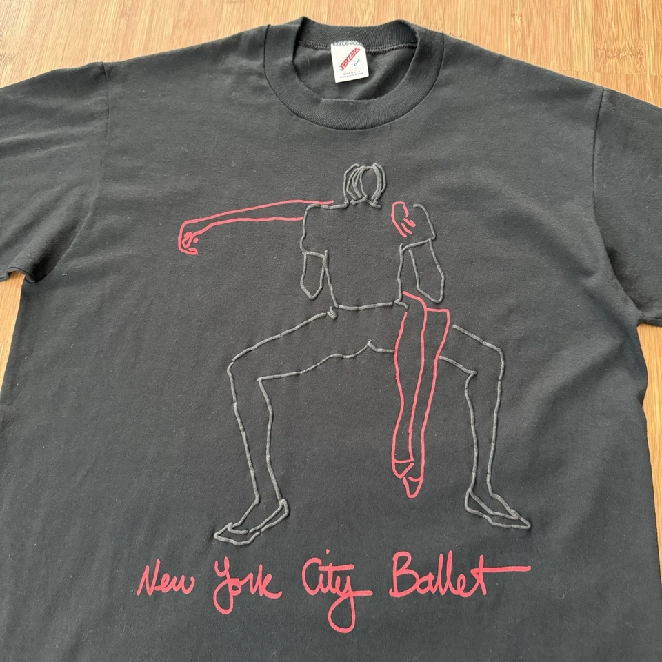 Camisa De Ballet De Colección Ciudad de Nueva York Para Hombres Grande Negra Línea Contorno Arte Jerzees EE. UU. Foto 1 de 4