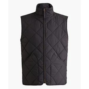 J. Crew Mens Quilted Vest Black Sleeveless Full Zip Pockets L EUC - Picture 1 of 9