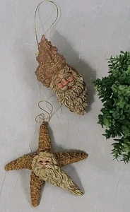 2 Ornamenti Natalizi Spiaggia Oceano Stella Marina e Conchiglia Faccia di Babbo Natale *LEGGI  - Foto 1 di 18