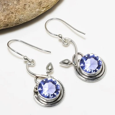 Pendiente colgante de plata esterlina 925 maciza con piedras preciosas de iolita joyería genial V7026 Foto 1 de 4