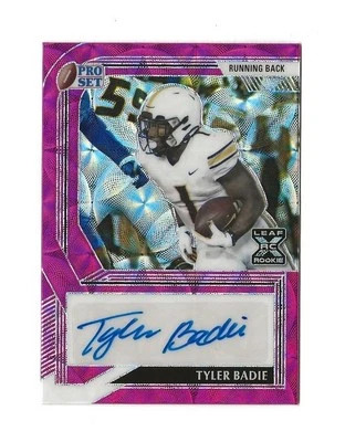 2022 Leaf Pro Set Football TYLER BADIE Autographed Pink BRONCOS RC #4/5 - Image 1 of 2