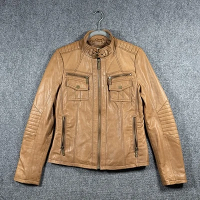 Michael Kors Sherpa Brown Leather Bomber Jacket Sz XS - Image 1 of 4