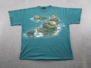 Vintage Habitat Para Hombres Talla 2XL Gráfico Nutrias Marinas Mar Océano Vida Silvestre Algodón Años 90 - Imagen 1 de 12