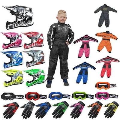 Wulfsport Kids PRO OFF ROAD Motocross Helmet Motorbike Gloves Goggles Race Suit - Image 1 of 4