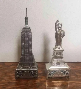Vintage Silver Metal Statue of Liberty & Empire State Bld. NY Pencil Sharpeners - Picture 1 of 5