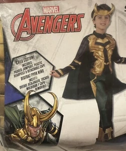 NWT Marvel Avengers Loki Cosplay Costume Medium Size 8 Jumpsuit Headpiece Cape - Picture 1 of 3