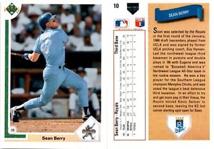 1991 Upper Deck Baseball Card 10 SEAN BERRY STAR ROOKIE KANSAS CITY ROYALS