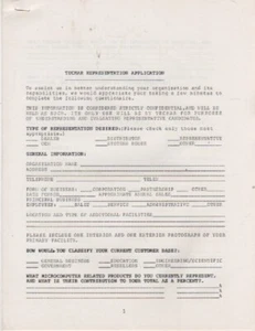 ITHistory (1981) TECMAR Rep Application: (Dealer Discount/ Price List - Picture 1 of 1