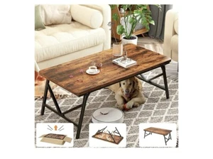 Folding Coffee Table, No Assembly Low Coffee Table Floor 39.4L’x19.7W’x15.8H’ - Picture 1 of 5