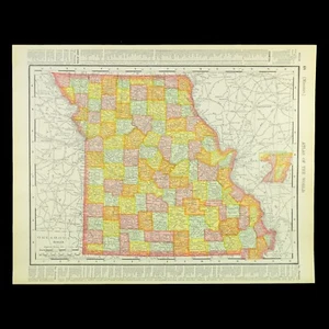 1907 Missouri Map Wall Art Decor Old Original Vintage St Louis Kansas City DATED - Picture 1 of 8