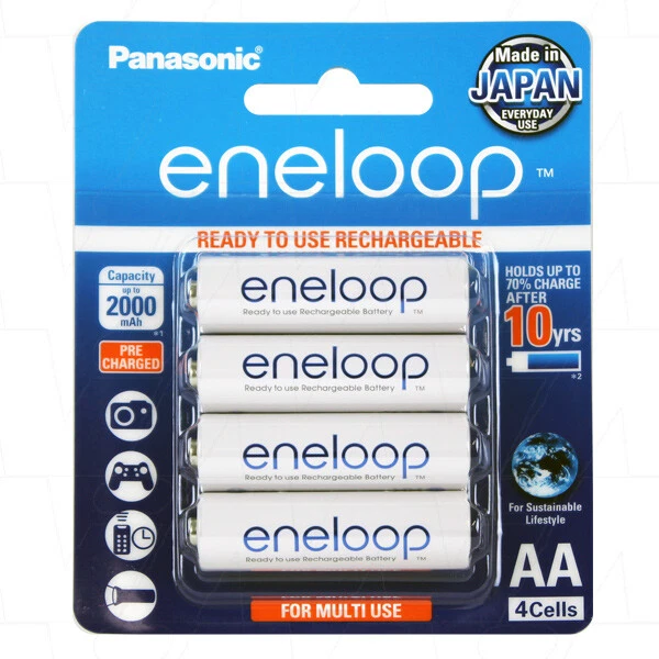 Panasonic Eneloop AA NiMH Rechargeable Batteries x 4 - Made in Japan - image 1 of 1