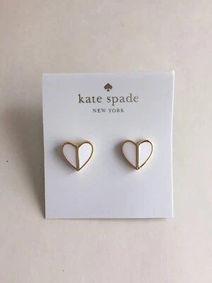 Nuevos aretes Kate Spade tono dorado corazón blanco envío gratuito Foto 1 de 4