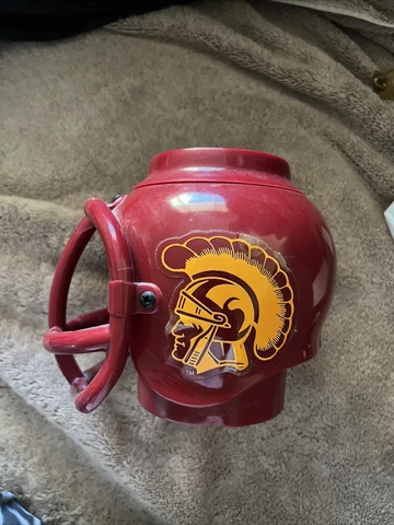 RARE Vintage USC Trojan Football Helmet Drink Holder Pencil Holder Cup Mug Cover