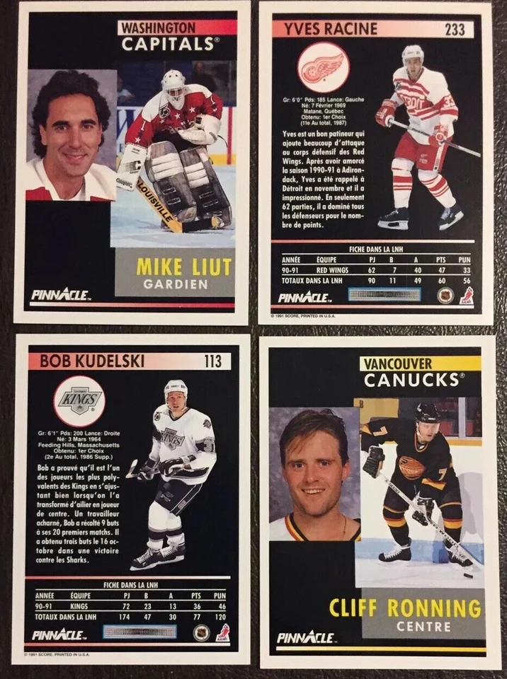 ( U SELECT CARDS ) 1991-92 Pinnacle Français Hockey Singles 211-420*🔽 - Image 1 of 3