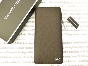 Michael Kors Tech Travel Wallet Herren RFID Braun Reißverschluss Folio Geldbörsen Neu mit Karton 135€ - Bild 1 von 11