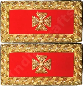 MASONIC KNIGHT TEMPLAR GRAND COMMANDER SHOULDER BOARDS PAIR HAND MADE (SB-001) - Picture 1 of 2