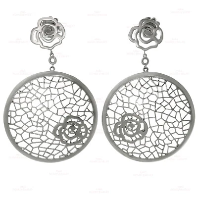 Pendientes colgantes florales de oro blanco de 18k BUCHERER Foto 1 de 4