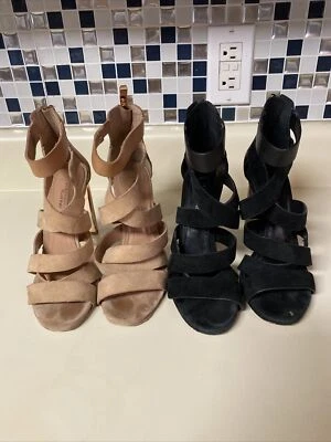 BCBGMAXAZARIA Black & Tan High Heels Lace Up Zip Up Back Size 5.5 Dhara - Image 1 of 4