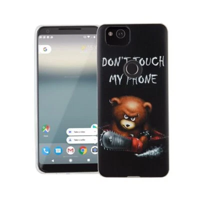 Custodia Per Google Pixel 2 Orso Don't Touch Borsa Cover Motivo Slim TPU Etui - Immagine 1 di 2