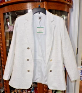 ANNE KLEIN BLAZER/NEW WITH TAG/RETAIL $149 White with entwined Gold - Picture 1 of 8