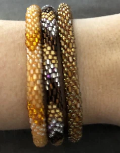 Lily and Laura Set of 3 Hand Crocheted Beaded Bracelets - Picture 1 of 2