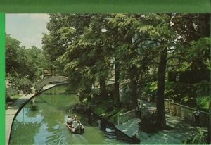 Vintage Texas TX Postcard Boat on the San Antonia River  - Picture 1 of 4